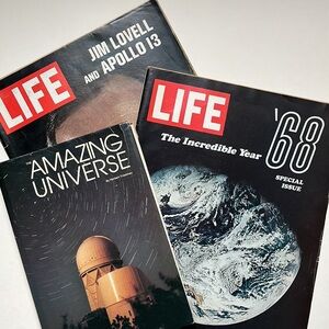 Vintage Space Theme Set Amazing Universe Friedman Book & 2 Life Magazines